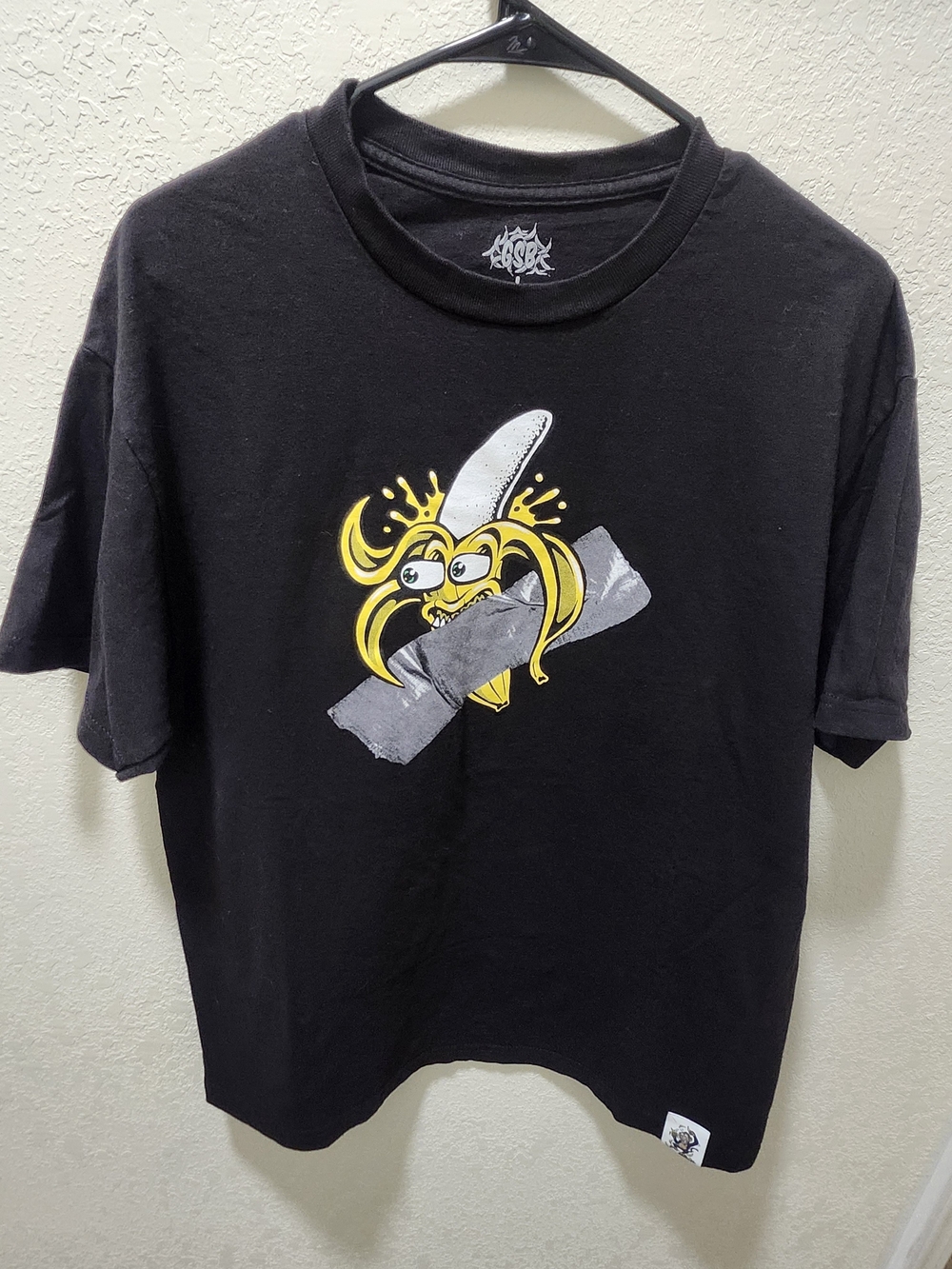 Men's Black Graphic T-Shirt with Yellow Banana Knife Design